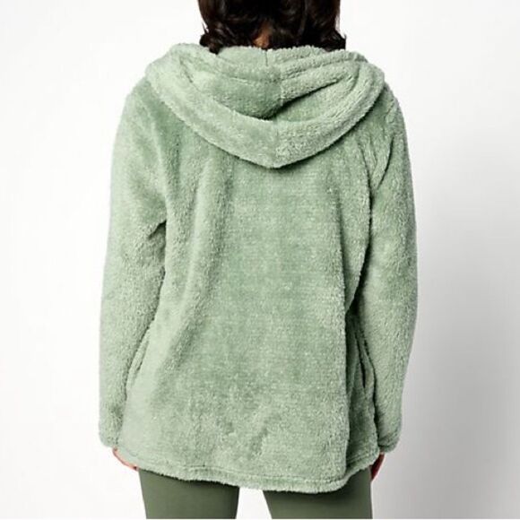 Denim & Co. Shimmer Sherpa Long Sleeve‎ Open Front Jacket green Small NWT in pkg - Picture 5 of 8